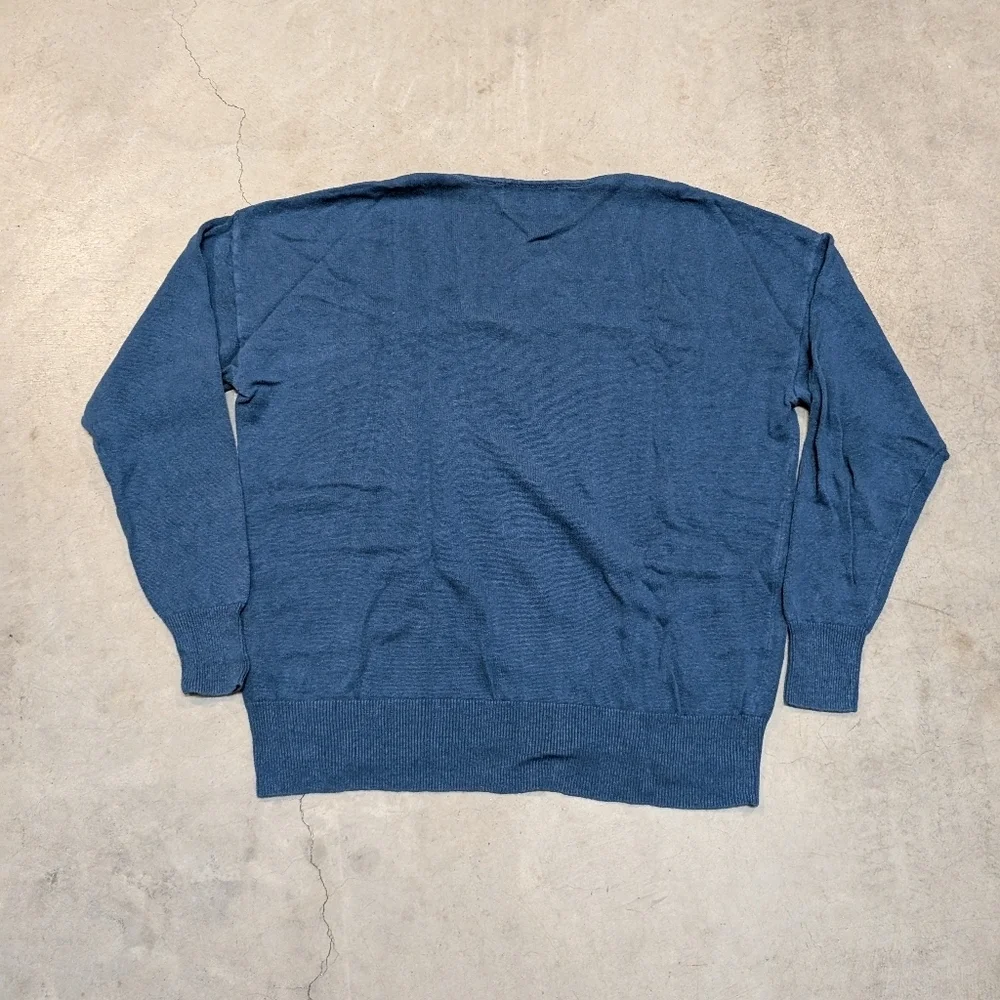 Modern Citizen Teal V-neck Women's M Linen Viscose Long Sleeve Sweater